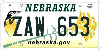 NE license plate ZAW653