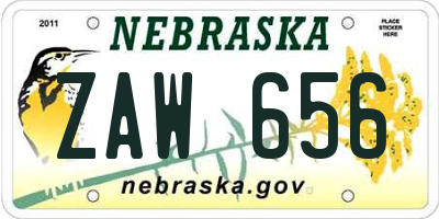 NE license plate ZAW656