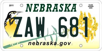 NE license plate ZAW681