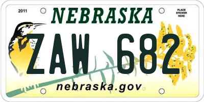 NE license plate ZAW682