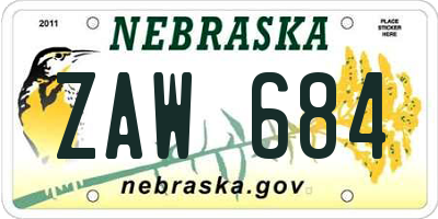 NE license plate ZAW684
