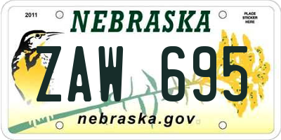 NE license plate ZAW695