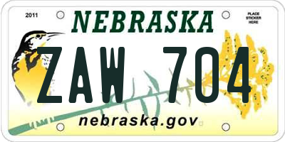 NE license plate ZAW704