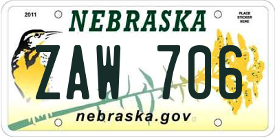 NE license plate ZAW706
