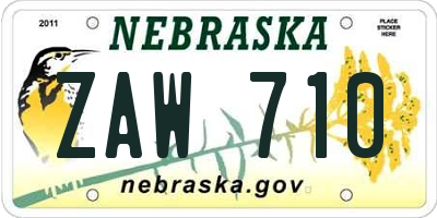 NE license plate ZAW710