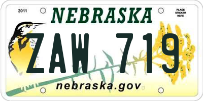 NE license plate ZAW719