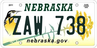 NE license plate ZAW738