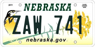 NE license plate ZAW741
