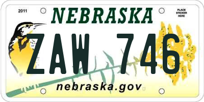 NE license plate ZAW746