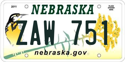 NE license plate ZAW751