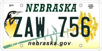 NE license plate ZAW756