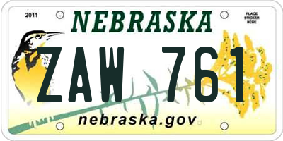 NE license plate ZAW761