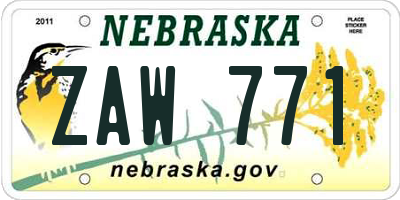 NE license plate ZAW771