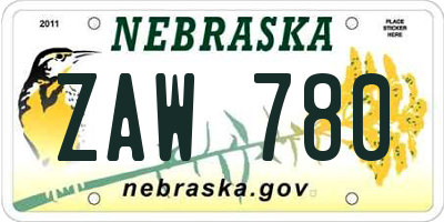 NE license plate ZAW780