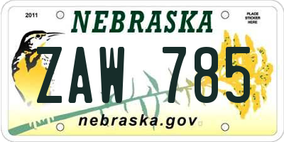 NE license plate ZAW785