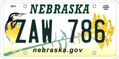 NE license plate ZAW786