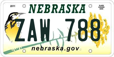 NE license plate ZAW788
