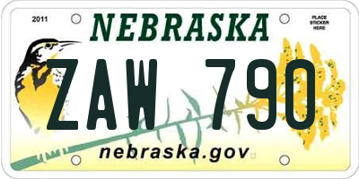 NE license plate ZAW790
