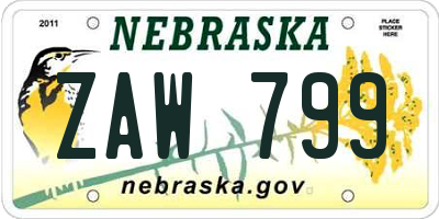 NE license plate ZAW799