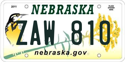 NE license plate ZAW810