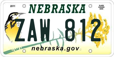 NE license plate ZAW812