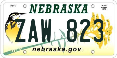 NE license plate ZAW823