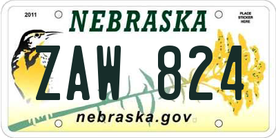 NE license plate ZAW824