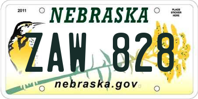 NE license plate ZAW828
