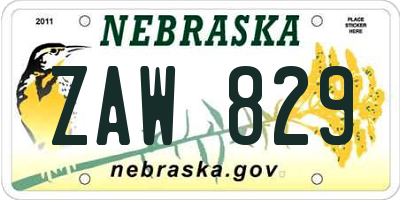 NE license plate ZAW829