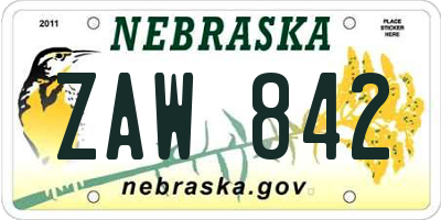 NE license plate ZAW842