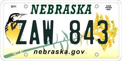 NE license plate ZAW843