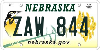 NE license plate ZAW844