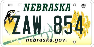 NE license plate ZAW854