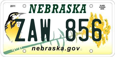 NE license plate ZAW856