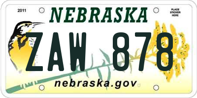 NE license plate ZAW878