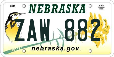 NE license plate ZAW882