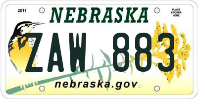 NE license plate ZAW883