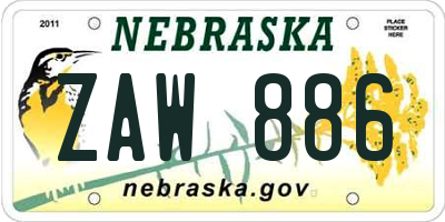 NE license plate ZAW886