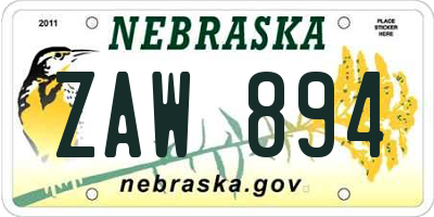 NE license plate ZAW894