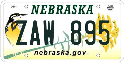 NE license plate ZAW895