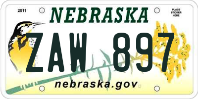 NE license plate ZAW897