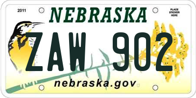 NE license plate ZAW902