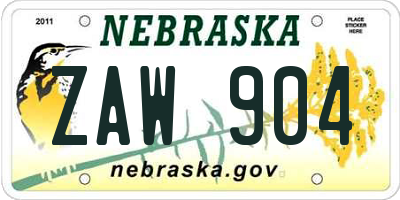 NE license plate ZAW904
