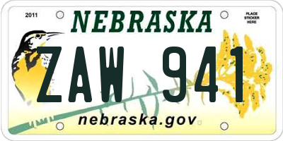 NE license plate ZAW941