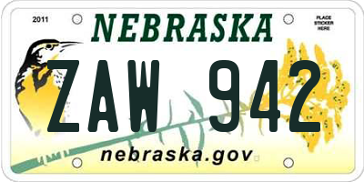 NE license plate ZAW942
