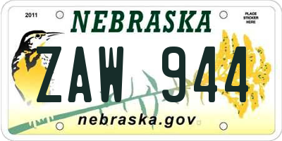 NE license plate ZAW944