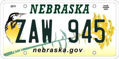 NE license plate ZAW945