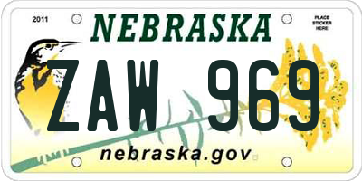 NE license plate ZAW969