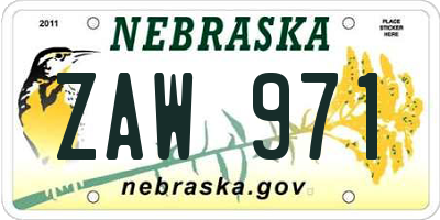 NE license plate ZAW971