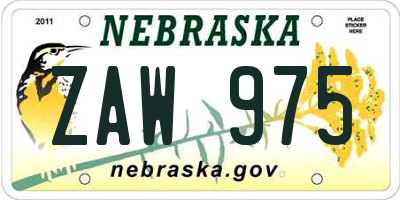 NE license plate ZAW975